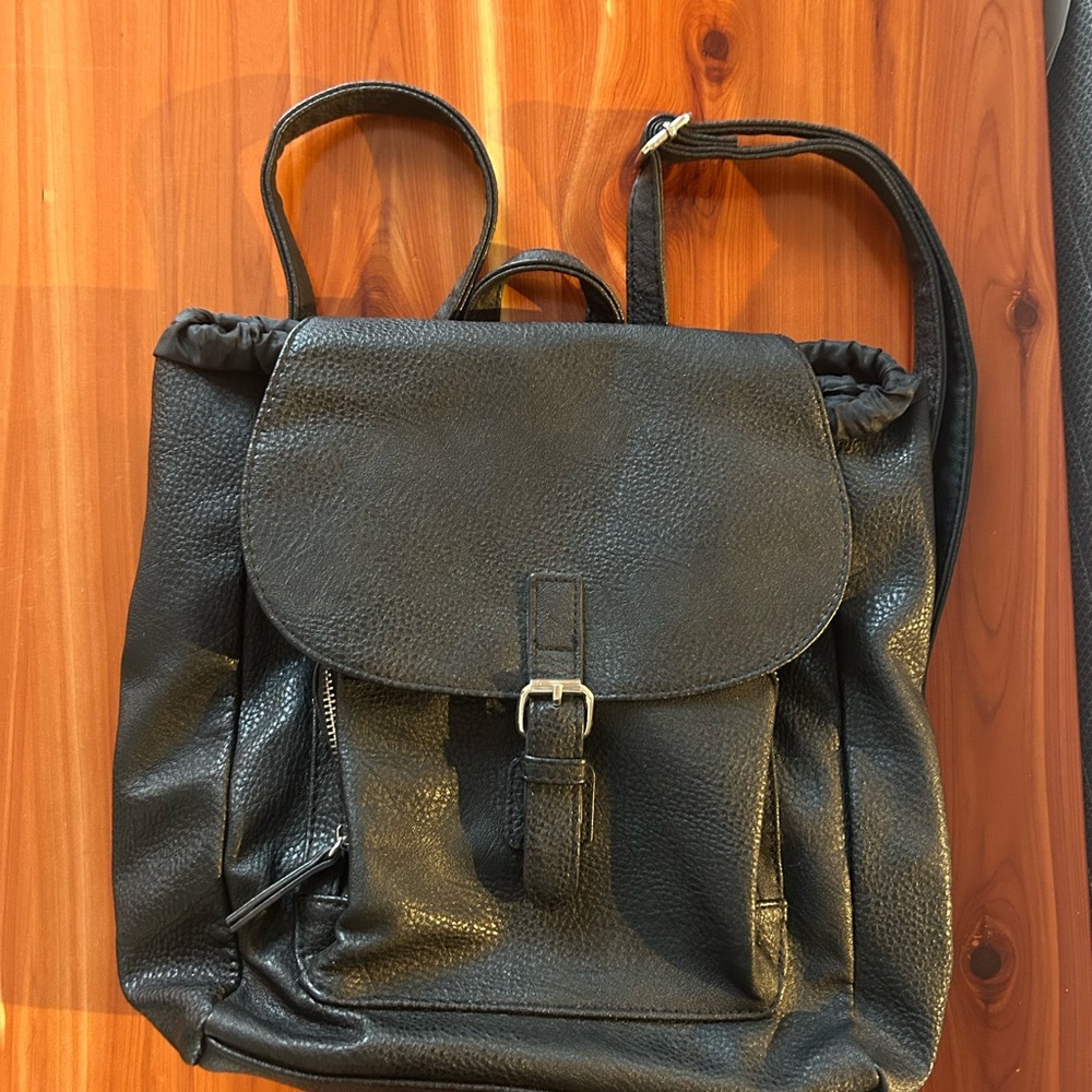 Black Leather Backpack